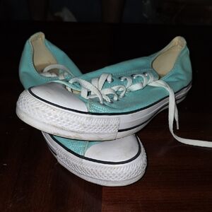 Converse Aqua and White Low-Top Sneakers